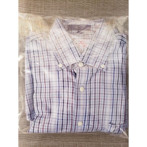 Alan Flusser Button Up Plaid Multicolor Shirt Men Medium Long Sleeve 100% Cotton - Picture 8 of 8